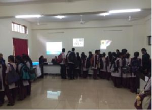 Students watching the exhibition